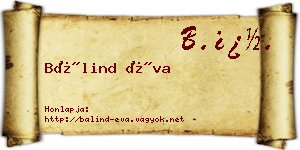 Bálind Éva névjegykártya